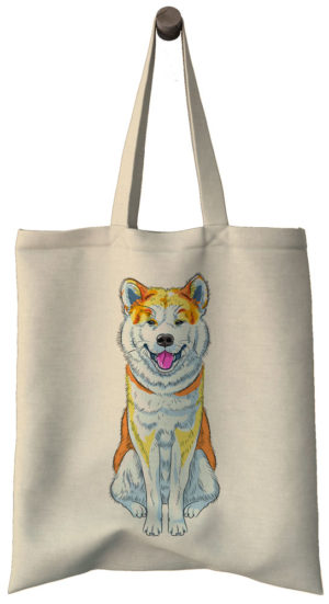 Shopper, Cotton bag, nákupná taška, Akita inu dog, print