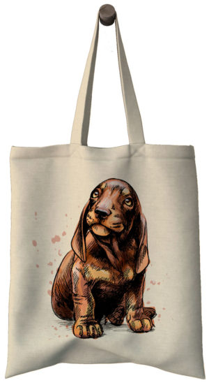 Shopper, Cotton bag, nákupná taška, Dachshund puppy, print