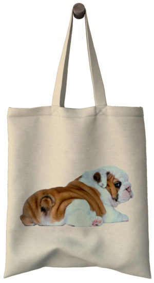 Shopper, Cotton bag, nákupná taška, English Bulldog puppy, print