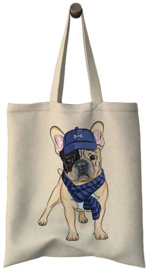 Shopper, Cotton bag, nákupná taška, French Bulldog dog, print