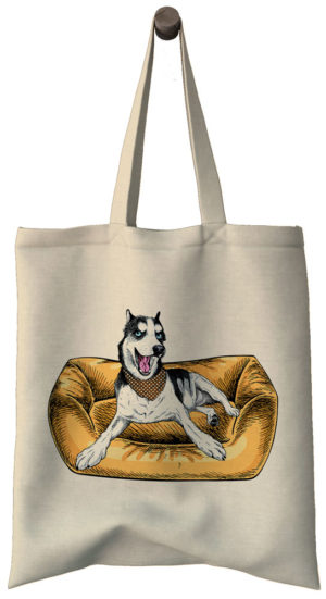 Shopper, Cotton bag, nákupná taška, Funny Husky dog, print