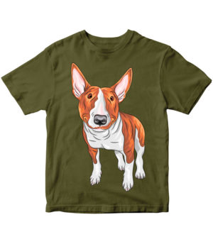 T-shirt khaki, Bull terrier, Bulteriér, for kids, print