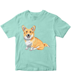 T-shirt, Corgi, mint, for kids, print