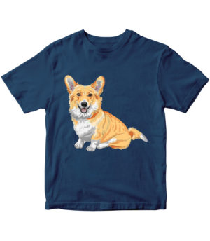 T-shirt, Corgi, navy, for kids, print