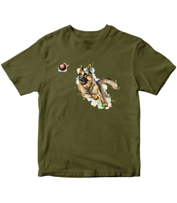 T-shirt, German Shepherd, khaki, for kids, print