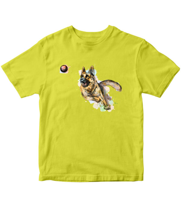 T-shirt, German Shepherd, yellow, for kids, print