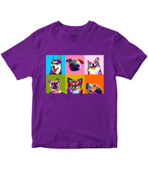 T-shirt purple, Pop art dogs, for kids, print