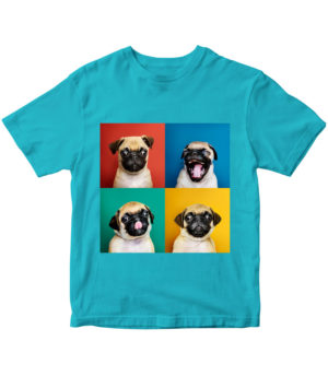 T-shirt atoll blue, Pug, pop art, for kids, print