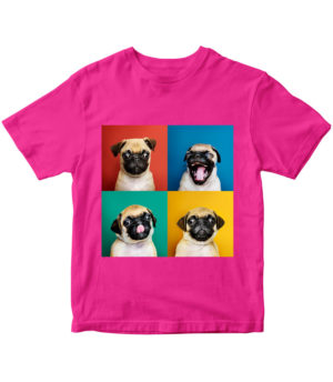 T-shirt fuchsia, Pug, pop art, for kids, print