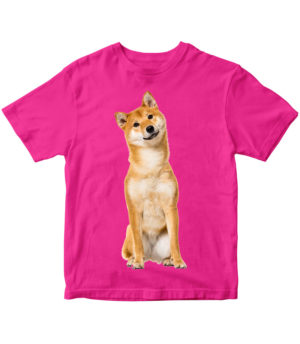 T-shirt fuchsia, Shiba Inu, Šiba, for kids, print