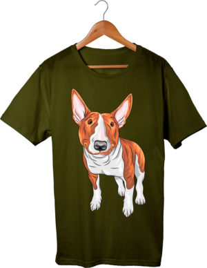 T-shirt khaki, Bull terrier, Bulteriér, unisex, print
