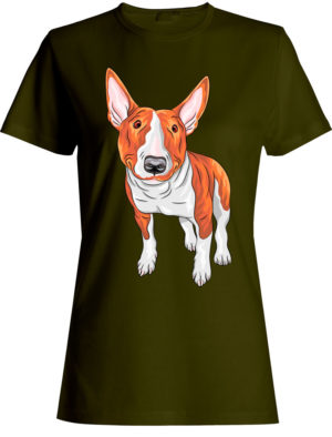T-shirt khaki, Bull terrier, Bulteriér, for women, print
