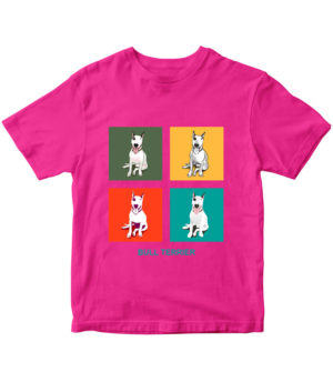 T-shirt fuchsia, Bull terrier, Pop art, Bulteriér, for kids, print