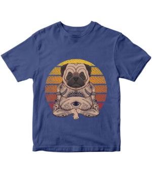 T-shirt navy, Pug Yoga, for kids, print