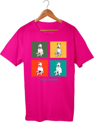 T-shirt fuchsia, Bull terrier, Pop art, Bulteriér, unisex, print