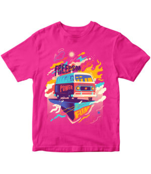 T-shirt fuchsia, Freedom Power Fun, for kids, print