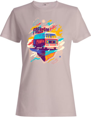T-shirt grey, Freedom Power Fun, for woman, print