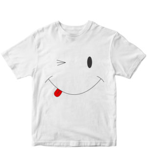 T-shirt white, Smile, for kids, print