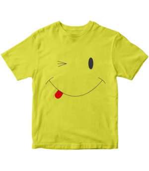 T-shirt yellow, Smile, for kids, print
