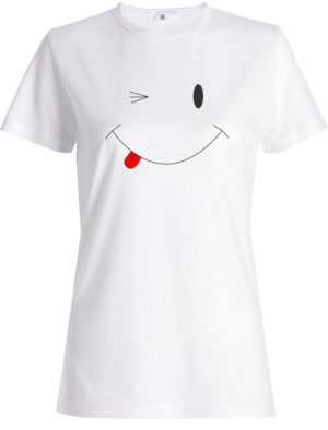 T-shirt white, Smile, for woman, print